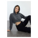 Trendyol Anthracite Cotton Crop Hooded Polar Fleece Knitted Sports Sweatshirt