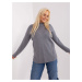 Navy grey women's plus size sweater with zipper closure