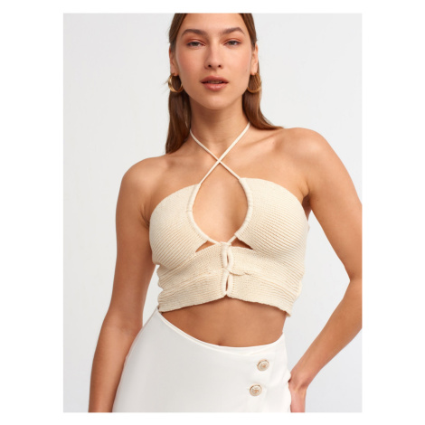Dilvin 10154 Lace-Up Halter Tricot Bustier-natural