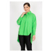 Şans Women's Green Plus Size Hidden Pat Front Length Buttoned Back Long Shirt