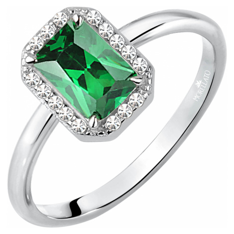Morellato Trblietavý strieborný prsteň so zeleným kamienkom Tesoro SAIW76 54 mm