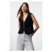 Trendyol Black Slim Feather Vest