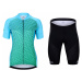 HOLOKOLO Cyklistický krátky dres a krátke nohavice - DAYBREAK LADY - čierna/svetlo modrá/zelená