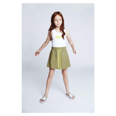Dievčenské šaty Dkny zelená farba, mini, áčkový strih