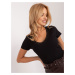 Black ribbed blouse with lace SUBLEVEL