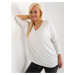 Ecru plain plus size basic viscose blouse