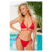 Trendyol Red Triangle V Accessory Bikini Top