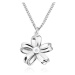 Strieborný náhrdelník 925 - lesklá stuha, kvet s piatimi lupeňmi a briliantom