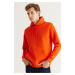 AC&Co / Altınyıldız Classics Men's Orange Standard Fit Regular Cut Fleece 3 Thread Hooded Cotton