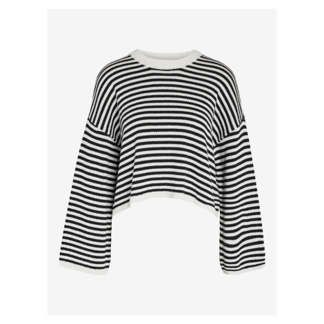White and Black Women Striped Crop Top Sweater Noisy May Lony - Women