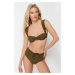 Trendyol Khaki Balcony Bikini Top