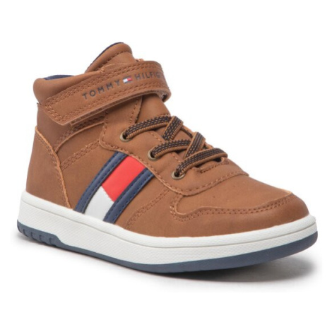 Tommy Hilfiger Sneakersy High Top Lace-Up Velcro Sneaker T3B9-32476-1351 S Hnedá