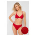 Trendyol Red Balconette Textured Bikini Top