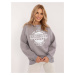 Grey women's sweatshirt with print and insulation