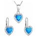 Sada šperkov so syntetickým opálom a krištálmi Preciosa náušnice a prívesok modré srdce 39161.1