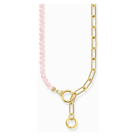 Thomas Sabo KE2193-414-9-L47V Gold-plated necklace with link chain elements and pink beads