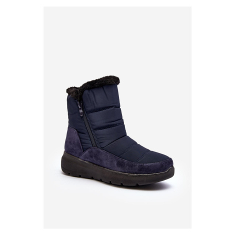 Women's snow boots with fur, Navy Blue Primose