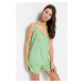 Trendyol Green Animal Pattern Undershirt-Shorts, Woven Pajamas Set