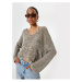 Koton Openwork Sweater V Neck Bell Sleeve Acrylic Blend