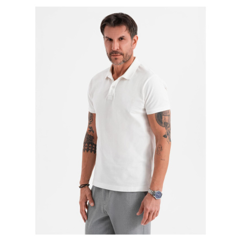 Ombre Polo shirt in cotton pique knit - ecru