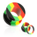 Akrylový tunel do ucha, pruhy červenej, žltej, zelenej a čiernej farby - Hrúbka: 4 mm