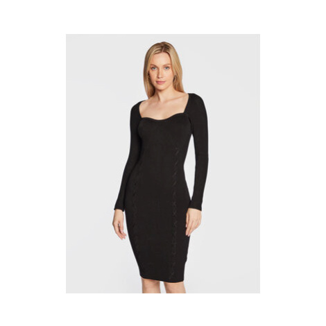 Guess Úpletové šaty Bodycon W2BK55 Z2YJ2 Čierna Slim Fit