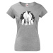 Dámské tričko s potlačou ženy, koňa a psa - tričko pre milovníčky zvierat