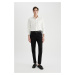 DEFACTO Twill Trousers Tapered Fit Pocket Basic Straight Double Leg