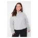 Trendyol Curve Gray Stand-Up Collar Zippered Thessaloniki Thin, Knitted Sweatshirt