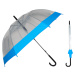 Semiline Dlhý priehľadný dáždnik s automatickým otváraním 2507-4 Transparent/Blue Průměr