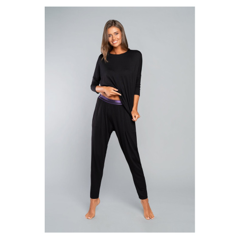 Style: Set of 3/4 sleeves, long pants - black Italian Fashion