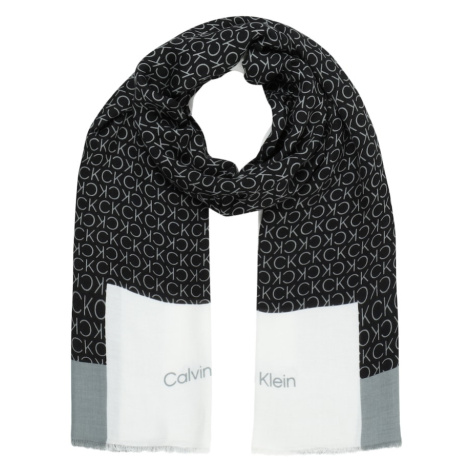 Calvin Klein Šál  sivá / čierna / biela