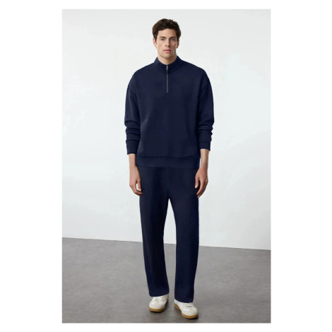 Trendyol Navy Blue Oversize/Wide Cut Stand Collar Zippered Tracksuit