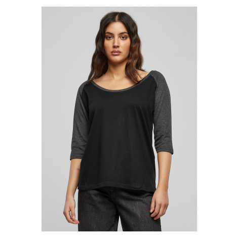 Women's 3/4 contrast raglan t-shirt black/charcoal
