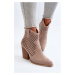 Women's openwork eco-suede ankle boots with high heels, beige Stardara