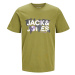 JACK & JONES Tričko 'DUST'  olivová / čierna / biela