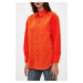 Trendyol Dark Orange Single Pocket Boyfriend Woven Cotton Shirt