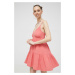 Bavlnené šaty Billabong ružová farba, mini, áčkový strih