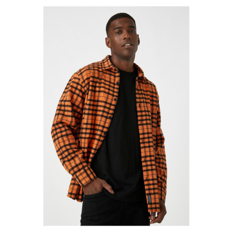 Koton Men's Orange Plaid Shirt