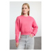 Trendyol Fuchsia Thick Inside Polar Stitching Detailed Regular/Normal Pattern Knitted Sweatshirt