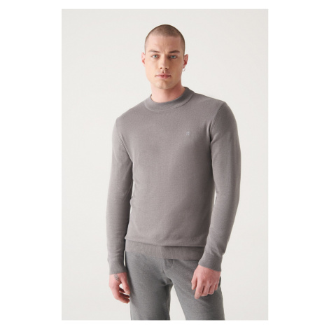 Avva Men's Gray Half Turtleneck Standard Fit Normal Cut Knitwear Sweater