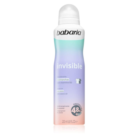 Babaria Deodorant Invisible antiperspirant v spreji proti bielym a žltým škvrnám