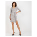 Women's asymmetrical short dress with fringe - gray