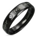 Prsteň z ocele - čierny s vyznaním lásky a čírym zirkónom - Veľkosť: 65 mm