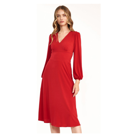 Červené áčkové šaty s výstrihom S194 Nife