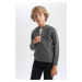 DEFACTO Boy's Gray College Collar Cotton Knitwear School Cardigan