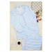 Trendyol Curve Blue Striped Piping Shirt Collar Knitted Pajamas Set