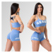 NEBBIA - Šortky s vysokým pásom GYM HERO 582 (light blue) - NEBBIA