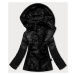 Čierna prešívaná dámska bunda s pružnými vsadkami (RQW-7012)