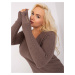 Brown women's sweater plus size with neckline